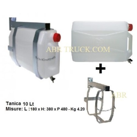 Tanica Acqua 10 Lt con supporto Zincato e rubinetto Camion trattori universale